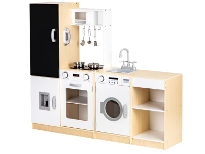ECOTOYS PLK547 Drevená detská kuchynka XXL s tabuľou + LED