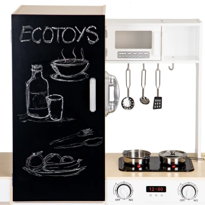 ECOTOYS PLK547 Drevená detská kuchynka XXL s tabuľou + LED