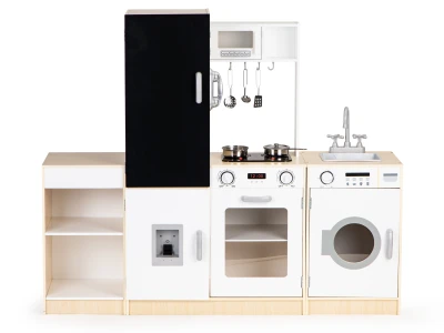 ECOTOYS PLK547 Drevená detská kuchynka XXL s tabuľou + LED