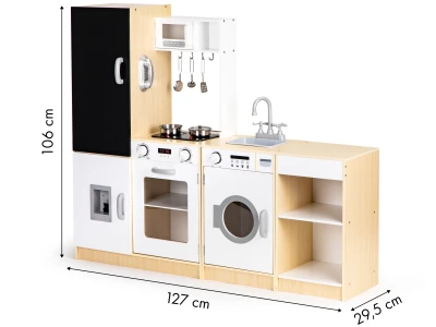 ECOTOYS PLK547 Drevená detská kuchynka XXL s tabuľou + LED