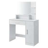 ModernHome PWJJDT0012 Moderní toaletní stolek se zrcadlem 90 × 40 × 137,5 cm, bílý