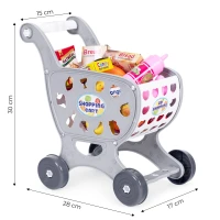 MultiStore 988-3 Detský nákupný vozík s 18 doplnkami, sivý 