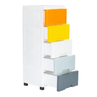 ModernHome PJJCBS0022-05B Dětský zásuvkový regál na kolečkách, 5 zásuvek, 84,5 × 32,5 × 31 cm