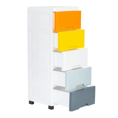 ModernHome PJJCBS0022-05B Dětský zásuvkový regál na kolečkách, 5 zásuvek, 84,5 × 32,5 × 31 cm
