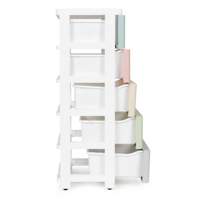 ModernHome PJJCBS0024-05C Úložný regál s 5 zásuvkami na kolečkách, 75 × 27 × 39 cm