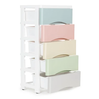 ModernHome PJJCBS0024-05C Úložný regál s 5 zásuvkami na kolečkách, 75 × 27 × 39 cm