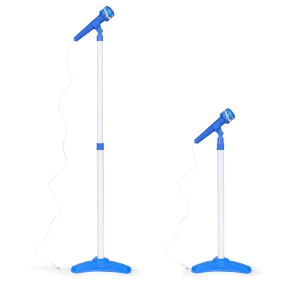 MULTISTORE HC342076 Elektrická kytara s mikrofonem a stojanem pro děti, kompatibilní s MP3, modrá