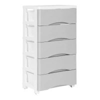 ModernHome PJJCBS0024-05A Úložný regál s 5 zásuvkami na kolečkách, 75 × 27 × 39 cm, šedý