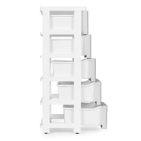 ModernHome PJJCBS0024-05A Úložný regál s 5 zásuvkami na kolečkách, 75 × 27 × 39 cm, šedý
