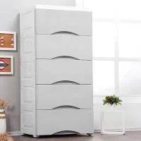 ModernHome PJJCBS0024-05A Úložný regál s 5 zásuvkami na kolečkách, 75 × 27 × 39 cm, šedý