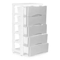 ModernHome PJJCBS0024-05A Úložný regál s 5 zásuvkami na kolečkách, 75 × 27 × 39 cm, šedý