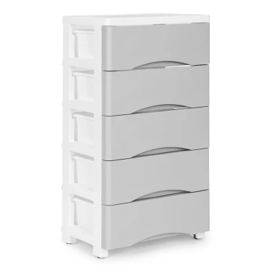 ModernHome PJJCBS0024-05A Úložný regál s 5 zásuvkami na kolečkách, 75 × 27 × 39 cm, šedý