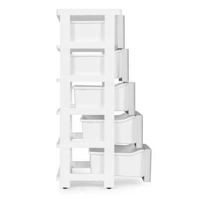 ModernHome PJJCBS0024-05A Úložný regál s 5 zásuvkami na kolečkách, 75 × 27 × 39 cm, šedý