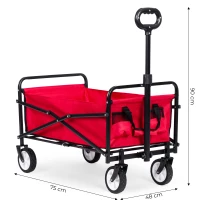 MultiGarden TC-005 Skladací záhradný/plážový transportný vozík, 48×90 cm, červený