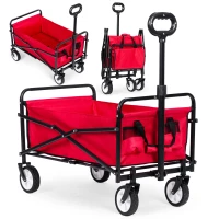 MultiGarden TC-005 Skladací záhradný/plážový transportný vozík, 48×90 cm, červený