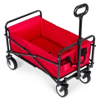MultiGarden TC-005 Skladací záhradný/plážový transportný vozík, 48×90 cm, červený