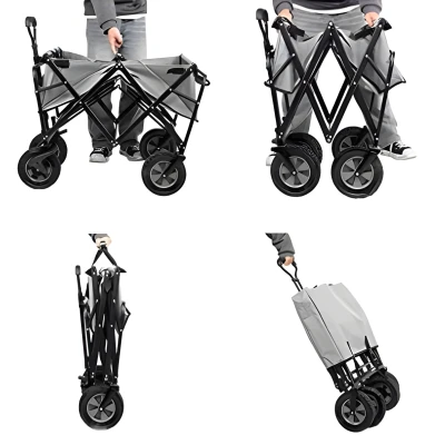 MultiGarden TC-005 Skladací záhradný/plážový transportný vozík, 48×90 cm, červený