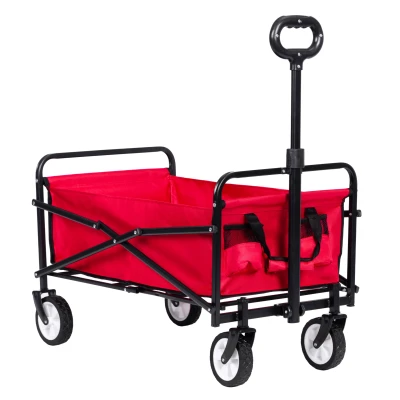 MultiGarden TC-005 Skladací záhradný/plážový transportný vozík, 48×90 cm, červený