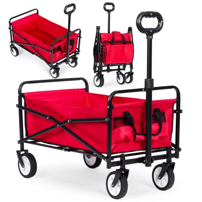 MultiGarden TC-005 Skladací záhradný/plážový transportný vozík, 48×90 cm, červený