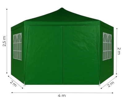 MultiGarden PAW-2X2X2 Skladací záhradný altánok 2 x 2 x 2 m + 6 bočných stien, zelený