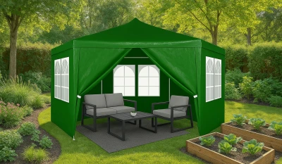 MultiGarden PAW-2X2X2 Skladací záhradný altánok 2 x 2 x 2 m + 6 bočných stien, zelený
