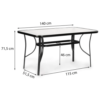 MultiGarden SC-094 Wave Sklenený záhradný stôl 140×80 cm, čierny