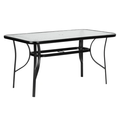 MultiGarden SC-094 Wave Sklenený záhradný stôl 140×80 cm, čierny