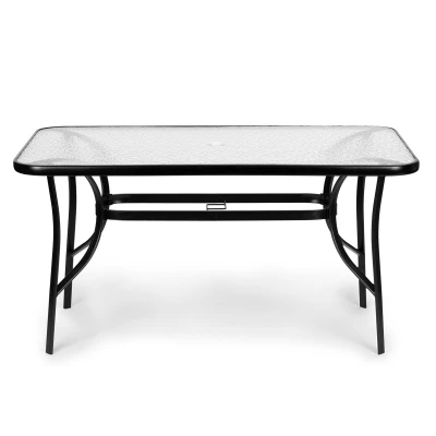 MultiGarden SC-094 Wave Sklenený záhradný stôl 140×80 cm, čierny