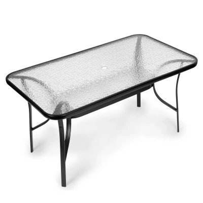 MultiGarden SC-094 Wave Sklenený záhradný stôl 140×80 cm, čierny