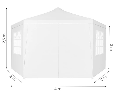 MultiGarden PAW-2X2X2 Skladací záhradný altánok 2 x 2 x 2 m + 6 bočných stien, biely