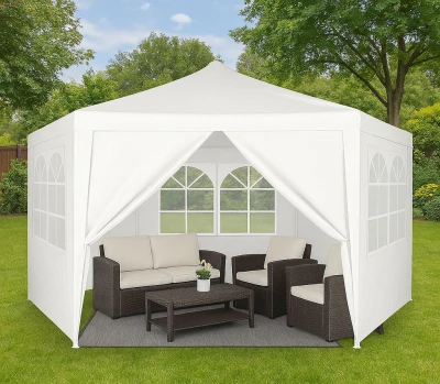 MultiGarden PAW-2X2X2 Skladací záhradný altánok 2 x 2 x 2 m + 6 bočných stien, biely