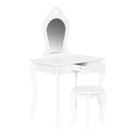ECOTOYS FH-KF200011 Dětský toaletní stolek se zrcadlem a stoličkou, bílý