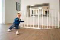 ECOTOYS SF-015-W Bezpečnostná bránka, detský kútik, 5 panelov, 300 cm, kov, biela