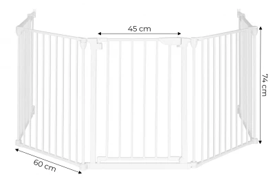 ECOTOYS SF-015-W Bezpečnostná bránka, detský kútik, 5 panelov, 300 cm, kov, biela