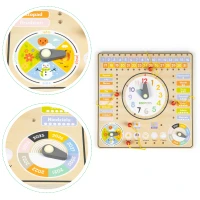 ECOTOYS ESC-W-036 Dřevěná edukační deska s kalendářem a hodinami