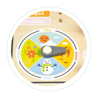 ECOTOYS ESC-W-036 Dřevěná edukační deska s kalendářem a hodinami