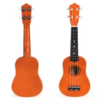 ECOTOYS MF019E Dětská dřevěná kytara se 4 nylonovými strunami a trsátkem, hnědá