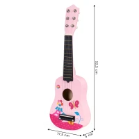 ECOTOYS FO18 Dětská dřevěná kytara, růžová