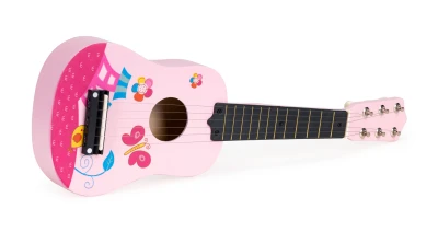 ECOTOYS FO18 Dětská dřevěná kytara, růžová