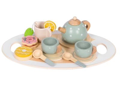 ECOTOYS TL643007 Dřevěná čajová sada 14 ks