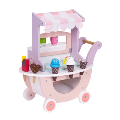 ECOTOYS TL89015 Dřevěný zmrzlinový vozík pro děti, 12 dílů