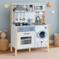 ECOTOYS 7271 Dětská dřevěná kuchyňka se zvuky, LED, troubou, pračkou a příslušenstvím