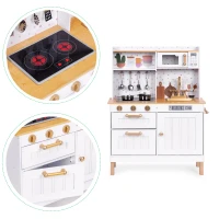 ECOTOYS 7275 Dětská dřevěná kuchyňka se zvuky, LED + doplňky