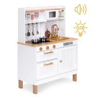 ECOTOYS 7275 Dětská dřevěná kuchyňka se zvuky, LED + doplňky