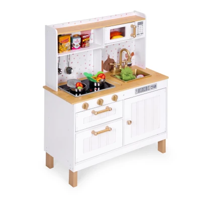 ECOTOYS 7275 Dětská dřevěná kuchyňka se zvuky, LED + doplňky