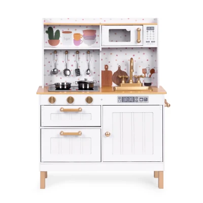 ECOTOYS 7275 Dětská dřevěná kuchyňka se zvuky, LED + doplňky
