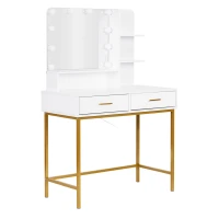 ModernHome FH-DT200067 Toaletní stolek se zrcadlem a LED osvětlením, bílý
