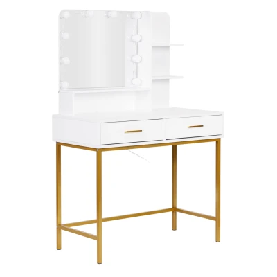 ModernHome FH-DT200067 Toaletný stolík so zrkadlom a LED osvetlením, biely