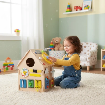 ECOTOYS 2560 Montessori drevený domček XXL, 30 aktivít