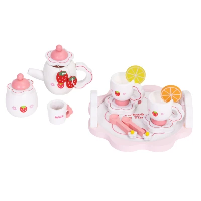 ECOTOYS HM260872 Dřevěná čajová souprava 14 ks